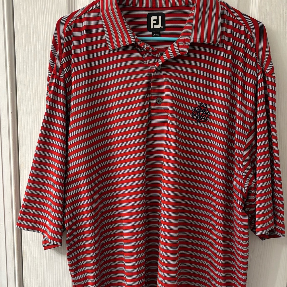 FootJoy Red and Gray Striped Men's Shirt